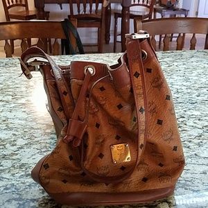 Vintage MCM  Drawstring Handbag with 2 smaller wal